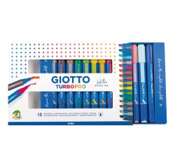 Rotulador giotto turbo pro acuarelable doble punta estuche de 15 unidades colores surtidos