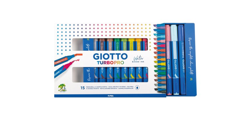 Rotulador giotto turbo pro acuarelable doble punta estuche de 15 unidades colores surtidos