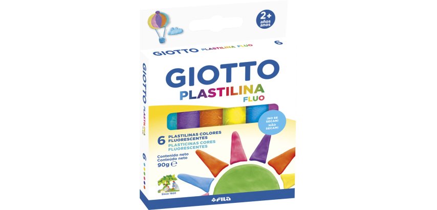 Plastilina giotto fluor caja de 6 unidades colores surtidos