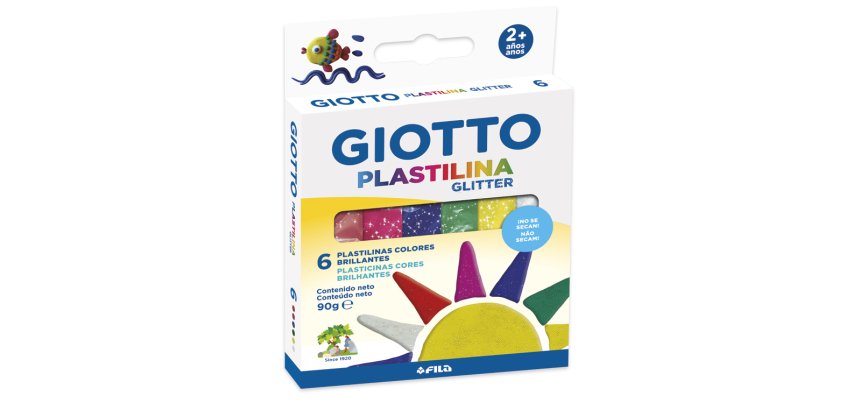 Plastilina giotto glitter caja de 6 unidades colores surtidos