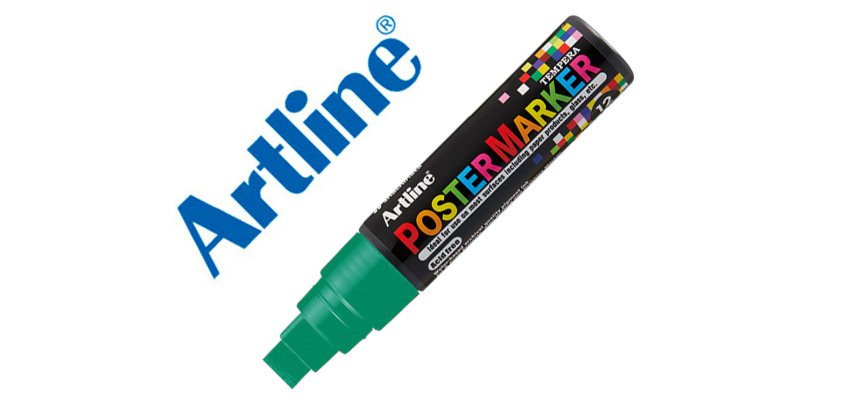 Rotulador artline poster marker epp-12 punta rectangular 12 mm color verde fluor