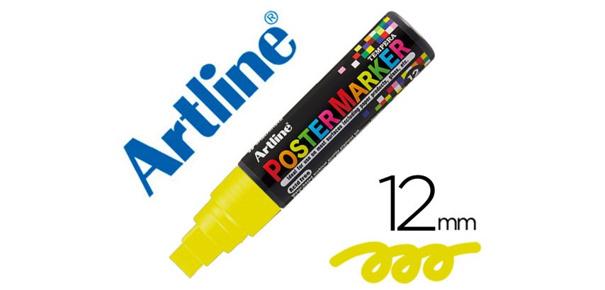 Rotulador artline poster marker epp-12 punta rectangular 12 mm color amarillo fluor