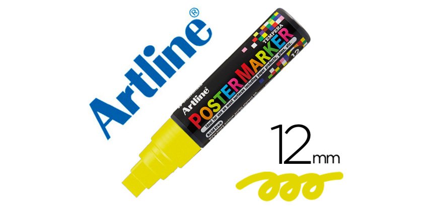 Rotulador artline poster marker epp-12 punta rectangular 12 mm color amarillo fluor
