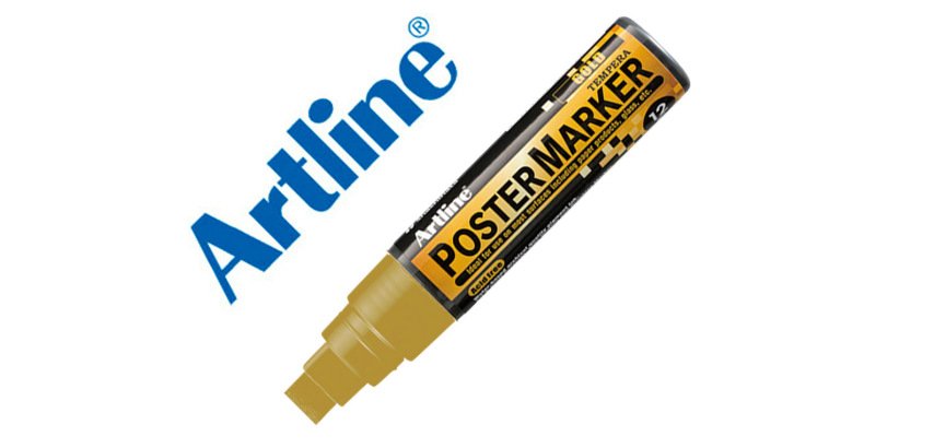 Rotulador artline poster marker epp-12 punta rectangular 12 mm color oro