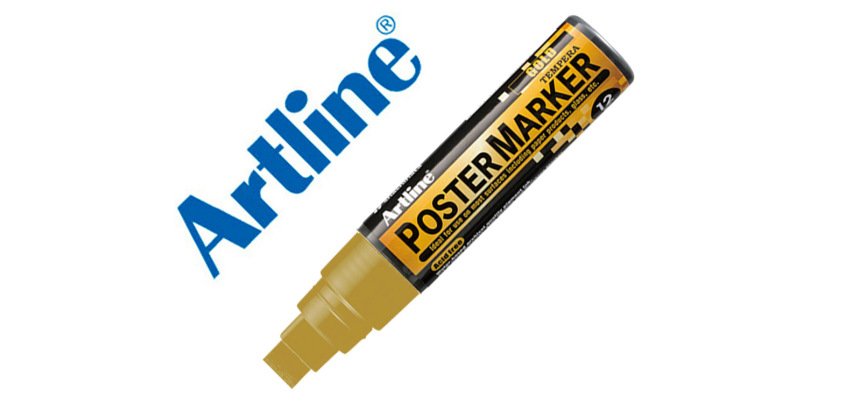 Rotulador artline poster marker epp-12 punta rectangular 12 mm color oro
