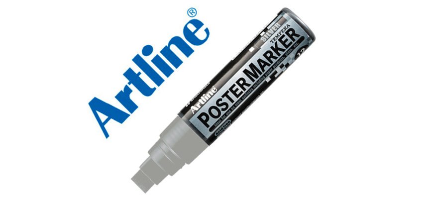 Rotulador artline poster marker epp-12 punta rectangular 12 mm color plata