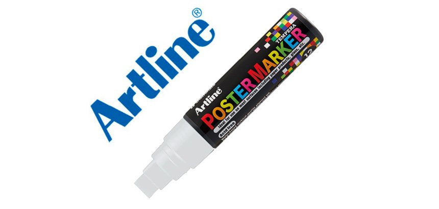 Rotulador artline poster marker epp-12 punta rectangular 12 mm color blanco