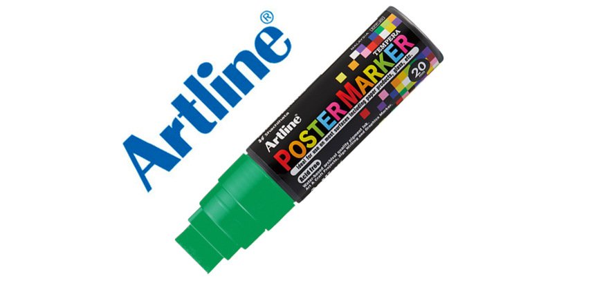 Rotulador artline poster marker epp-20 punta rectangular 20 mm color verde fluor