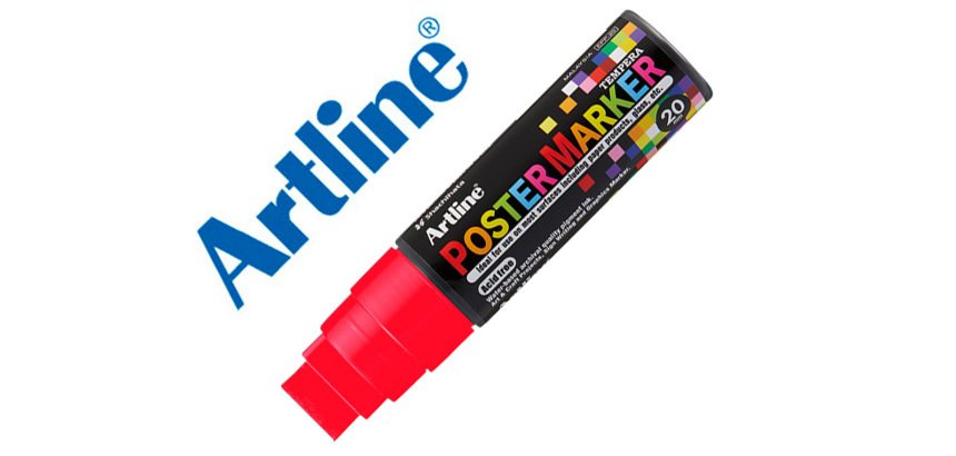 Rotulador artline poster marker epp-20 punta rectangular 20 mm color rojo