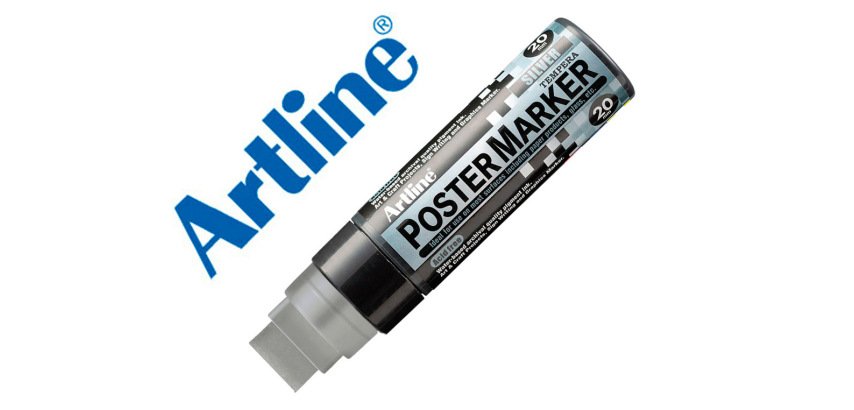Rotulador artline poster marker epp-20 punta rectangular 20 mm color plata