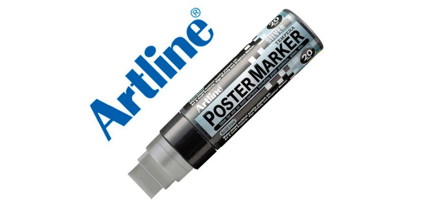 Rotulador artline poster marker epp-20 punta rectangular 20 mm color plata