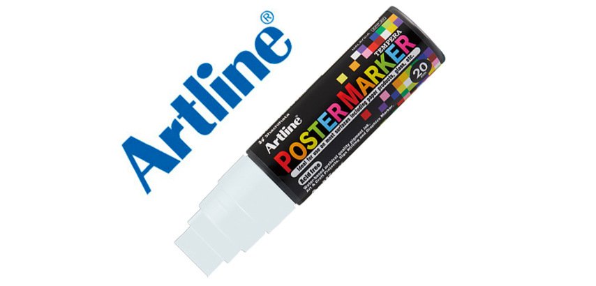 Rotulador artline poster marker epp-20 punta rectangular 20 mm color blanco
