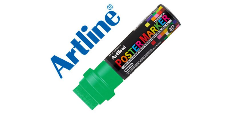 Rotulador artline poster marker epp-30 punta rectangular 30 mm color verde fluor