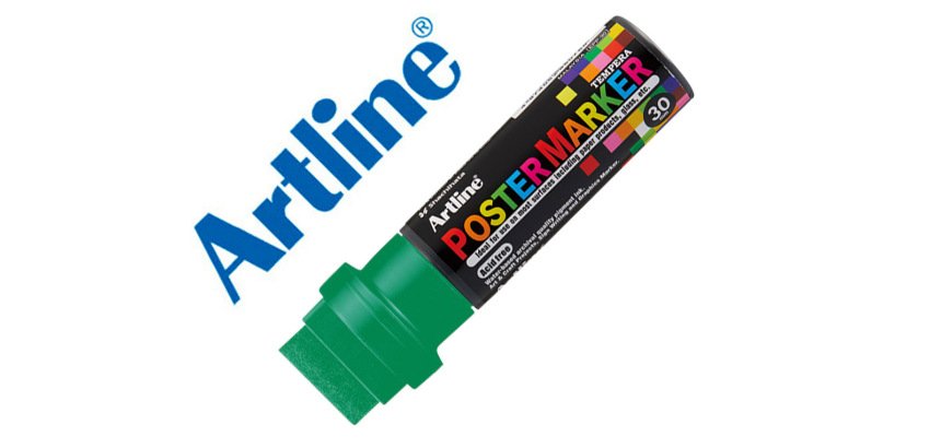 Rotulador artline poster marker epp-30 punta rectangular 30 mm color verde