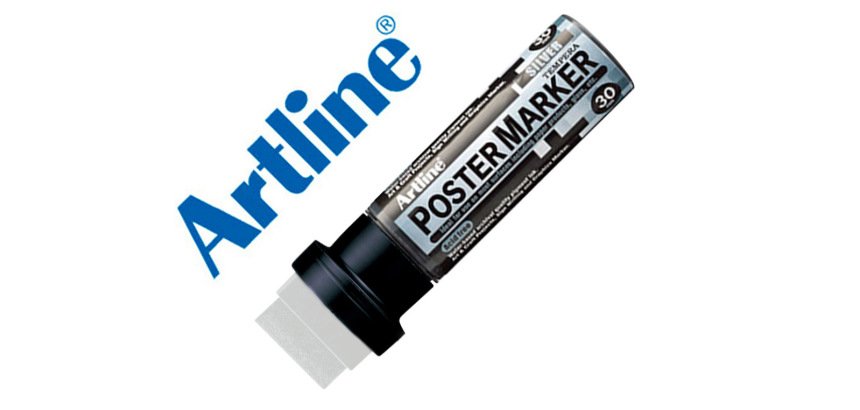 Rotulador artline poster marker epp-30 punta rectangular 30 mm color plata