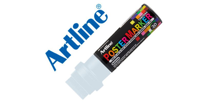 Rotulador artline poster marker epp-30 punta rectangular 30 mm color blanco