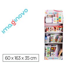 Expositor imaginovo juegos infantiles de suelo carton con 28 juegos y 22 puzles surtidos 60x163x35cm