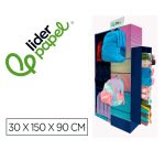 Mochila y estuche portatodo liderpapel expositor de suelo carton con 77 unidades surtidas 30x150x90 cm