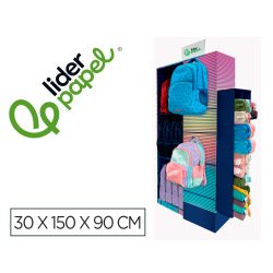 Mochila y estuche portatodo liderpapel expositor de suelo carton con 77 unidades surtidas 30x150x90 cm