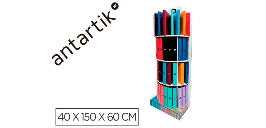 Carpeta antartik expositor de suelo carton con 80 unidades surtidas 40x150x60 cm