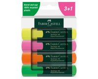 Rotulador faber castell neon txtlnr fluorescente caja de 3 + 1 unidad gratis colores surtidos