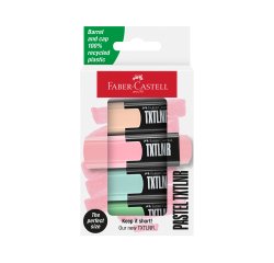 Rotulador faber castell neon txtlnr fluorescente pastel blister de 4 unidades colores surtidos