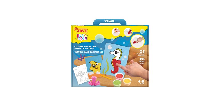 Juego jovi play&fun pinta con arena de colores animales marinos