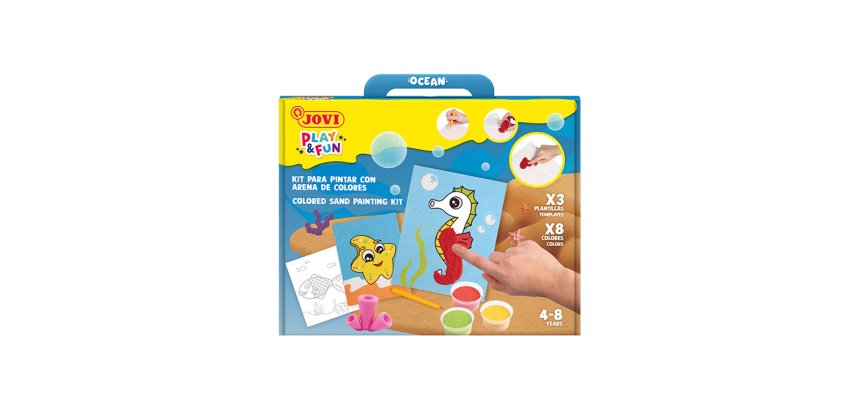 Juego jovi play&fun pinta con arena de colores animales marinos