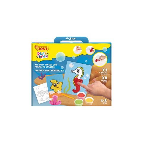 Juego jovi play&fun pinta con arena de colores animales marinos