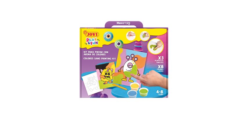 Juego jovi play&fun pinta con arena de colores monstruos divertidos