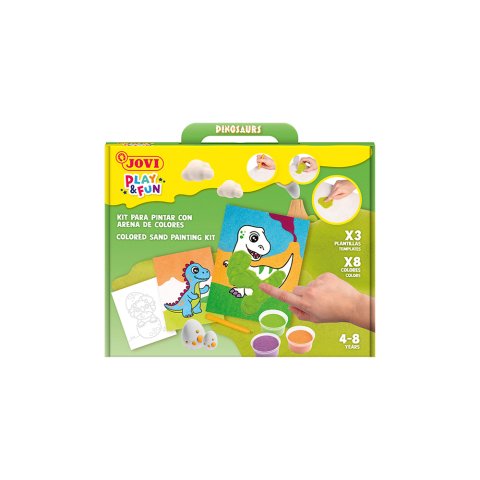 Juego jovi play&fun pinta con arena de colores dinosaurios