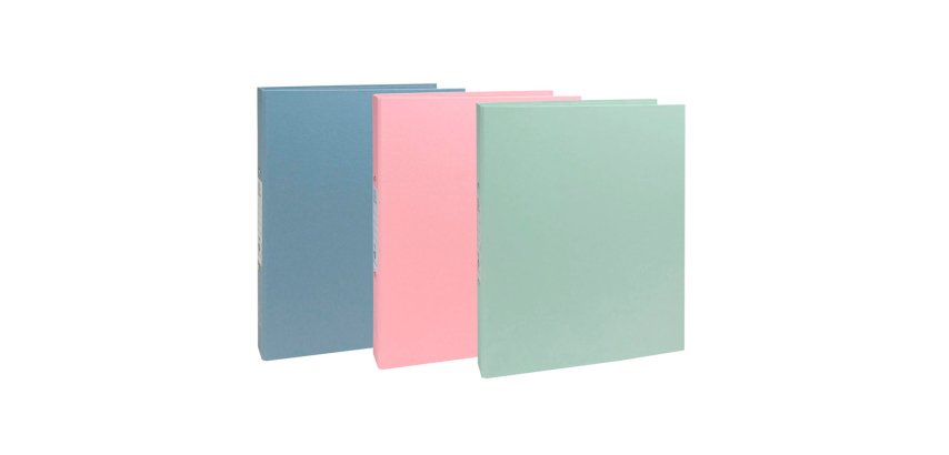 Carpeta de 2 anillas 30 mm redondas A4+ AutentiK de Exacompta carton reciclado forrado colores surtidos