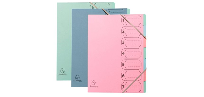 Carpeta clasificadora 7 departamentos A4 AutentiK de Exacompta carton reciclado colores surtidos