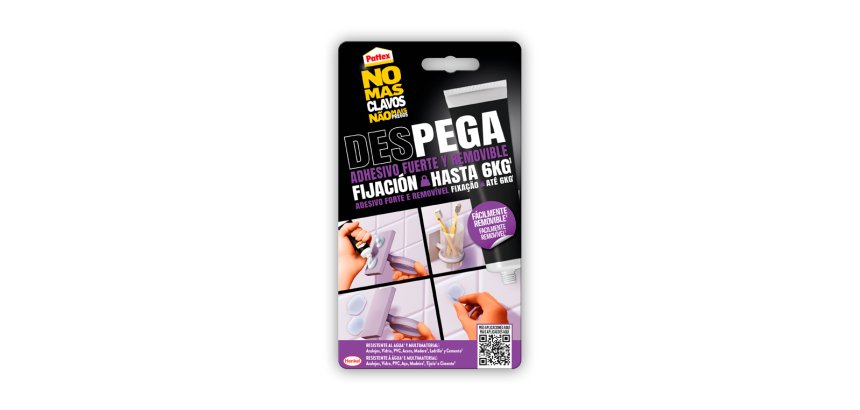 Adhesivo pattex pega despega no mas clavo hasta 6 kg blister de 12 unidades