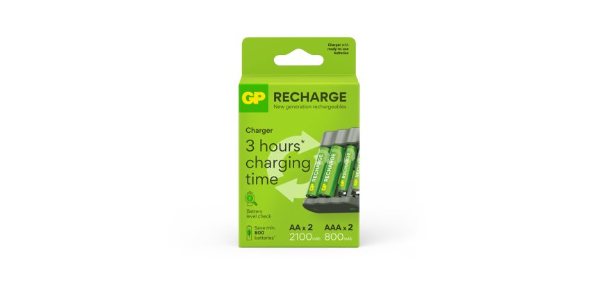 Cargador de pilas recargables gp usb aa /aaa + 2x aa 2100 mah + 2x aaa 800 mah