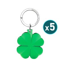Llavero trebol 4 hojas acrilico reciclado pack de 5 unidades colores surtidos