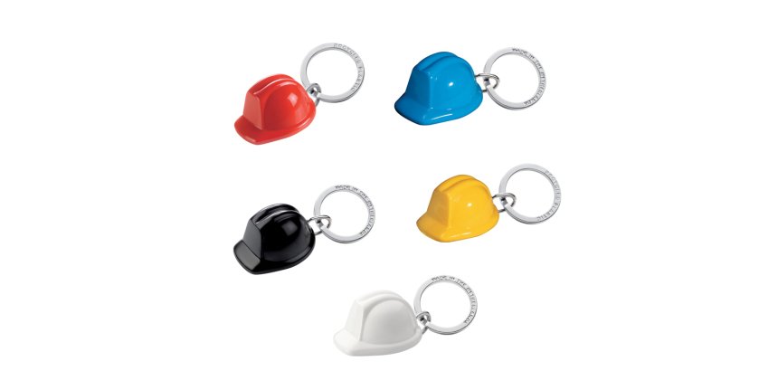 Llavero casco de seguridad acrilico reciclado pack de 5 unidades colores surtidos
