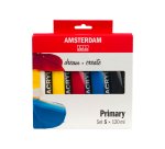 Pintura acrilica amsterdam bote 120 ml caja de 5 unidades colores basicos surtidos