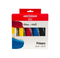 Pintura acrilica amsterdam bote 120 ml caja de 5 unidades colores basicos surtidos