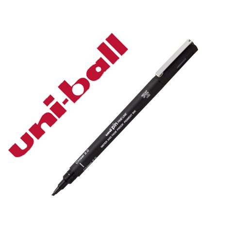 Rotulador uniball pin calibrado punta biselada 2 mm color negro