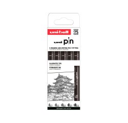 Rotulador uniball pin calibrado micrometrico clasico i color negro blister de 5 unidades