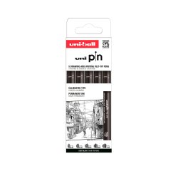 Rotulador uniball pin calibrado micrometrico clasico ii color negro blister de 5 unidades
