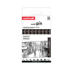 Rotulador uniball pin calibrado micrometrico clasico ii color negro blister de 8 unidades