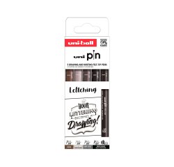 Rotulador uniball pin lettering blister de 5 unidades colores surtidos