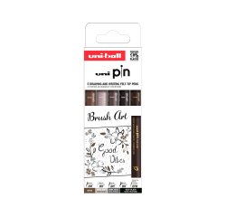 Rotulador uniball pin punta pincel flexible blister de 5 unidades colores surtidos