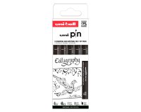Rotulador uniball pin caligrafico color negro blister de 5 unidades