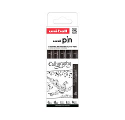 Rotulador uniball pin caligrafico color negro blister de 5 unidades