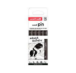 Rotulador uniball pin manga shonen color negro blister de 5 unidades
