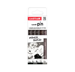 Rotulador uniball pin manga shojo color negro blister de 5 unidades