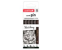 Rotulador uniball pin sketching color negro blister de 5 unidades
